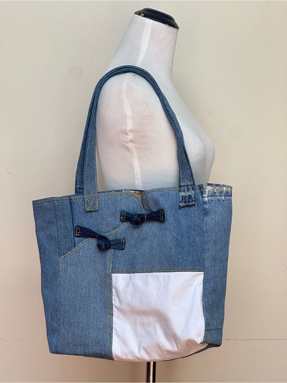 Prairie Belle Tote Handmade Upcycled Denim Bag Wrangler Pocket Artisan Market